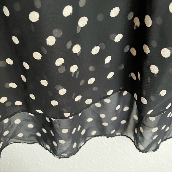 Lauren Conrad Black Sheer Polka Dot Three-Quarter Puff Sleeve Pop-Over Top - Sm - Picture 4 of 7